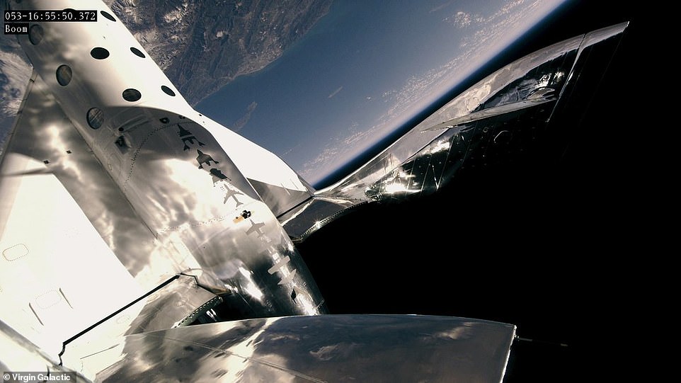 After the successful flight, Virgin Galactic confirmed the plane soared as high as 55.85 miles, or 294,9007 feet (89.9 kilometers). It can be seen above flying high over Earth's surface during the test