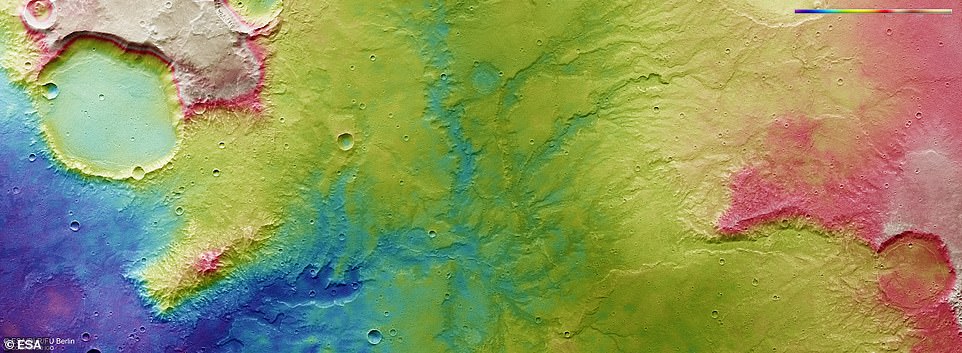 In the midst of innumerable impact craters that speckle the surface of Mars, the satellite images show branching systems of trenches and valleys – features likely carved by flowing water that existed long ago. A dried up network of rivers can be seen above 