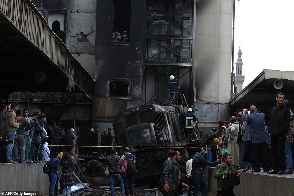 Egyptian authorities say they don't know what caused the train to run into the barrier, but investigators have been sent to the scene to establish what happened