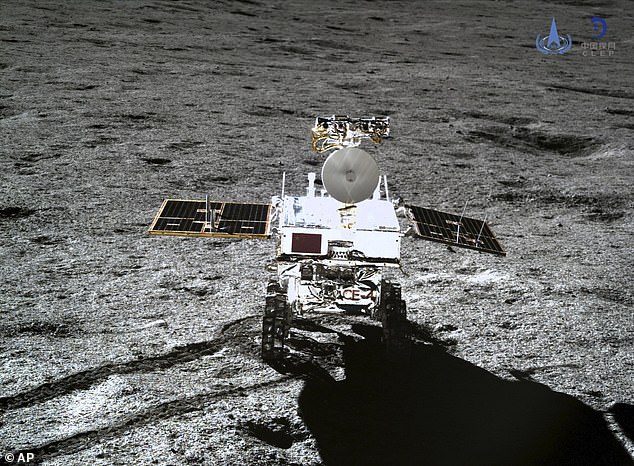 Yutu-2 (pictured) is performing scientific experiments on the moon and CNSA says it hopes send another probe there next year which will bring samples of the surface back to Earth 