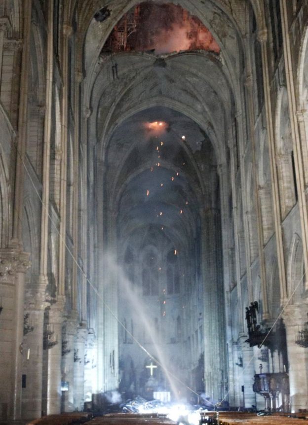الكاتدرائية من الداخل بعد الحريق