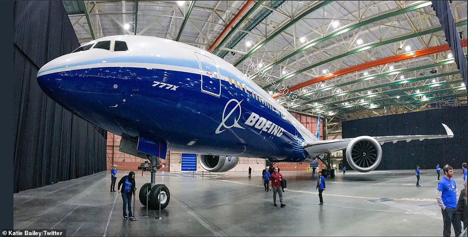 The aircraft that was unveiled is a 777-9, the larger of two 777X models.Â The 777-9 variant is 77 meters (252ft) long. The current longest passenger jet is the 747-8, which is 76.3 meters (250ft 2in) long