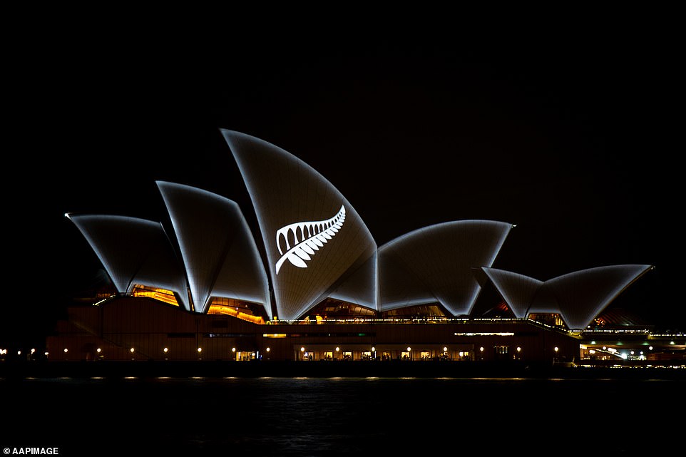 Sydney's iconic Opera House had an image of the Silver Fern of New Zealand projected onto its sails
