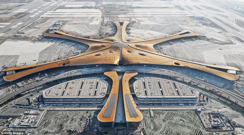 With an expected passenger volume of 100 million a year in the long run, Beijing Daxing International Airport will be one of the world's busiest airport. The airport's six-wing terminal building is designed by late British-Iraqi architect Zaha Hadid