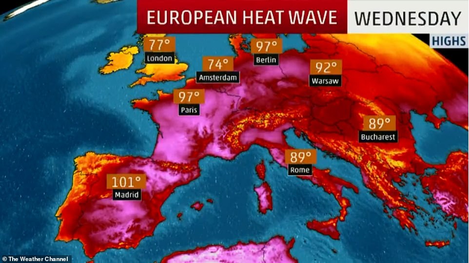 A plume of Saharan air could bring record-breaking June temperatures across Europe this week, and will not peak in some places until Thursday or Friday