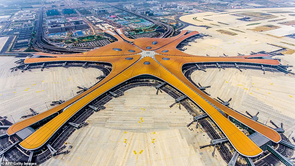 China has completed its new mega airport in Beijing after four years of construction, three months ahead of its planned grand opening. Measuring at 1.03 million square meters - about the size of 144 football pitches - the Beijing Daxing International Airport will be the world's largest airport terminal, according to Xinhua News