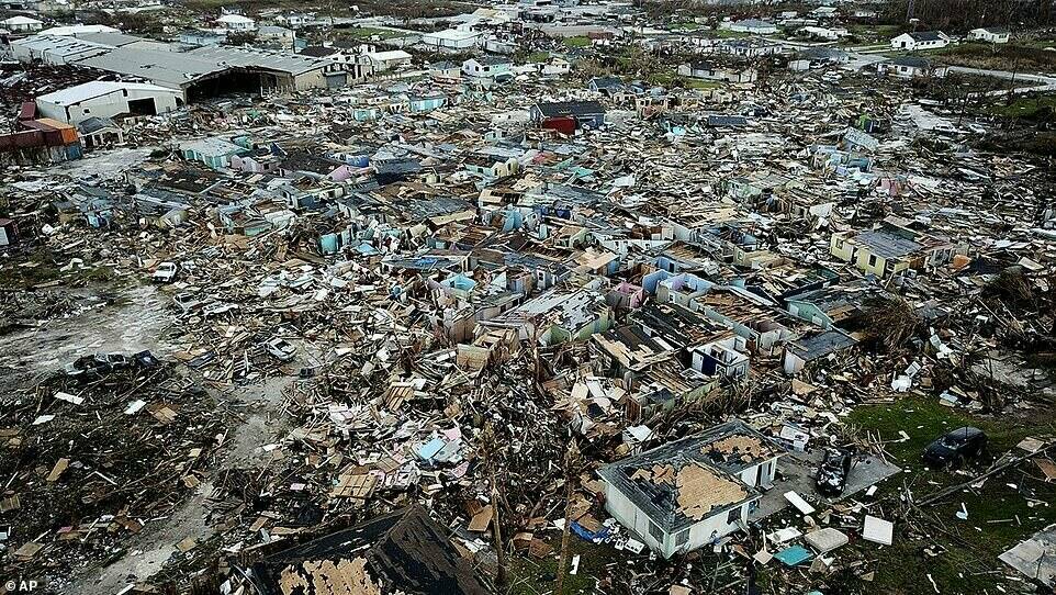 Earlier this week United Nations humanitarian chief Mark Lowcock said around 70,000 people 'are in immediate need of life-saving assistance', adding that the most urgent needs are water, food, shelter and accommodation (rubble left behind pictured today)