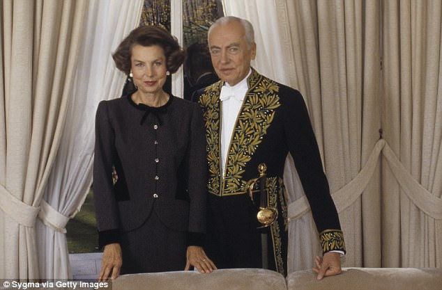 French L'Oreal heiress Liliane Bettencourt and her husband politician and academic Andre Bettencourt at home