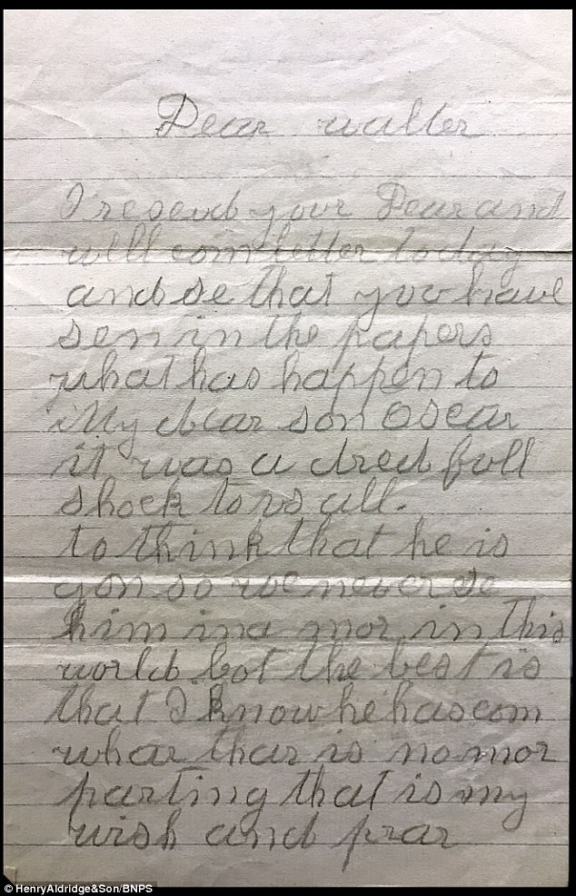 A letter from the grieving mother (Rachael Holverson) to Alexander's brother Walter after the tragic news