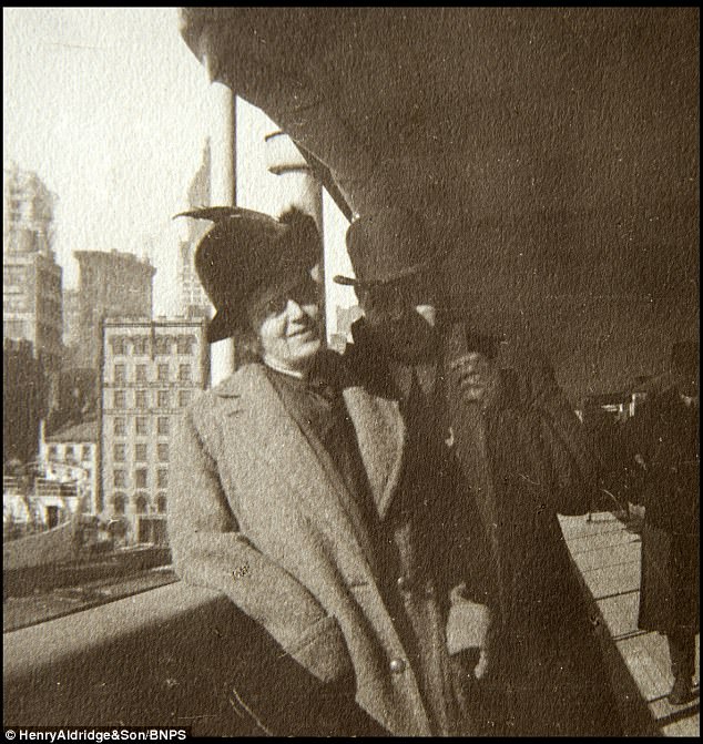 Tragic: Alexander Holverson leaving New York en route to Europe in 1911 with his wife Mary (who survived the sinking)