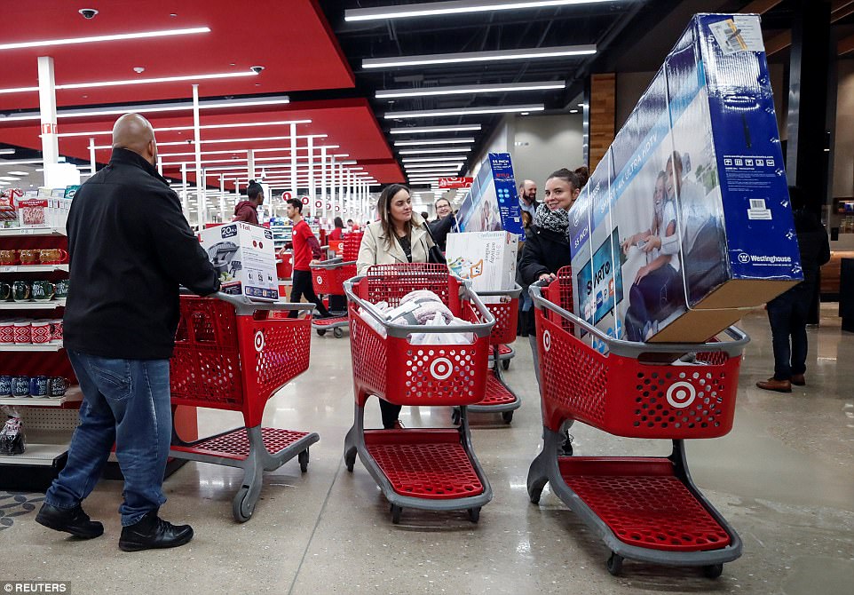 CHICAGO: At this Target in Chicago, two women leave satisfied with TVs and home goods on Thursday night 