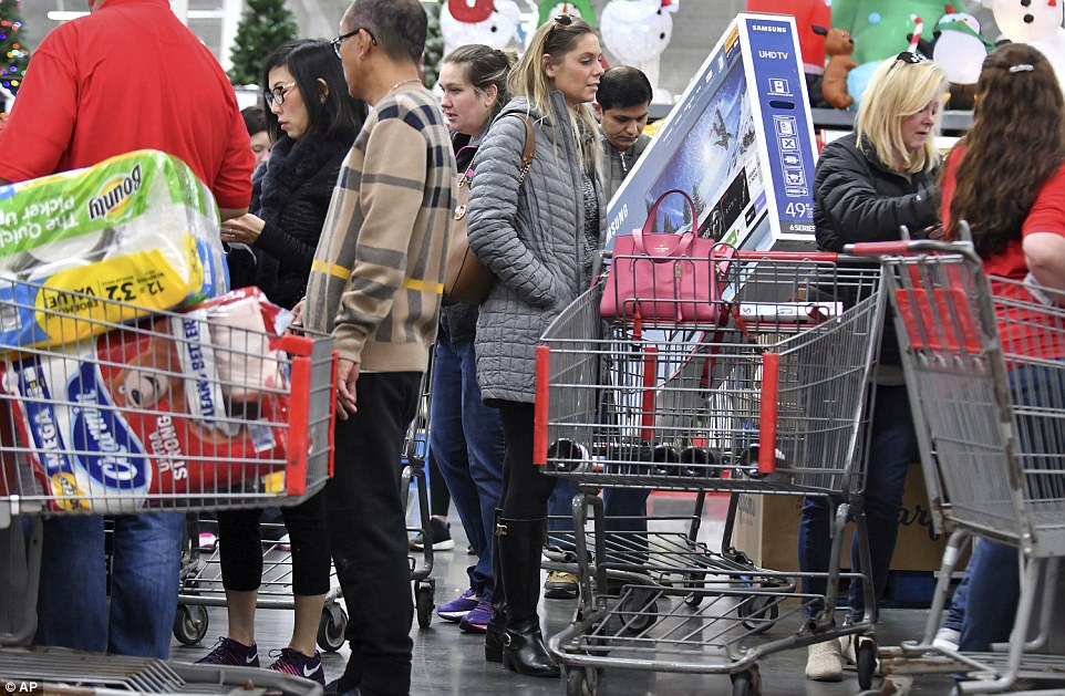 MASSACHUSETTS: At BJ's in Northborough, Massachusetts, people filled their shopping carts with wine, TVs and toilet paper as the sales got underway 
