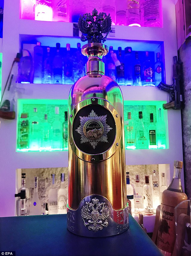 The bottle of Russo-Baltique - the only one in the world - which was stolen from Cafe 33 bar in Copenhagen is priced at £960,000 and was on loan from a Russian businessman