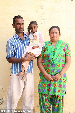 Her mother, Raj Rani said: 'My first baby was a stillborn. He was a boy. A year later Mandeep was born. We were delighted with the pregnancy and went to local healers for medicines as we had no money for advanced medicines'