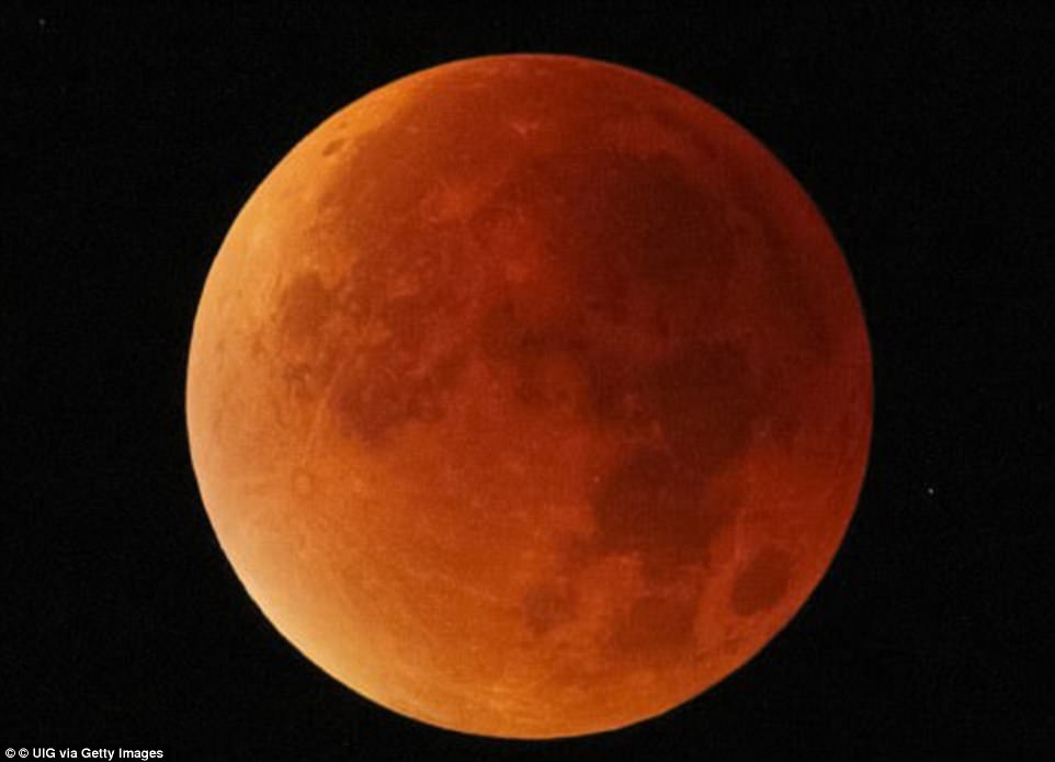 For people viewing the event from New York or Washington, the moon will enter the outer part of Earth's shadow at 5:51 am (10:51 GMT) but will hardly be noticeable. Pictured is a large orange-coloured full moon which might resemble the super blue blood moon