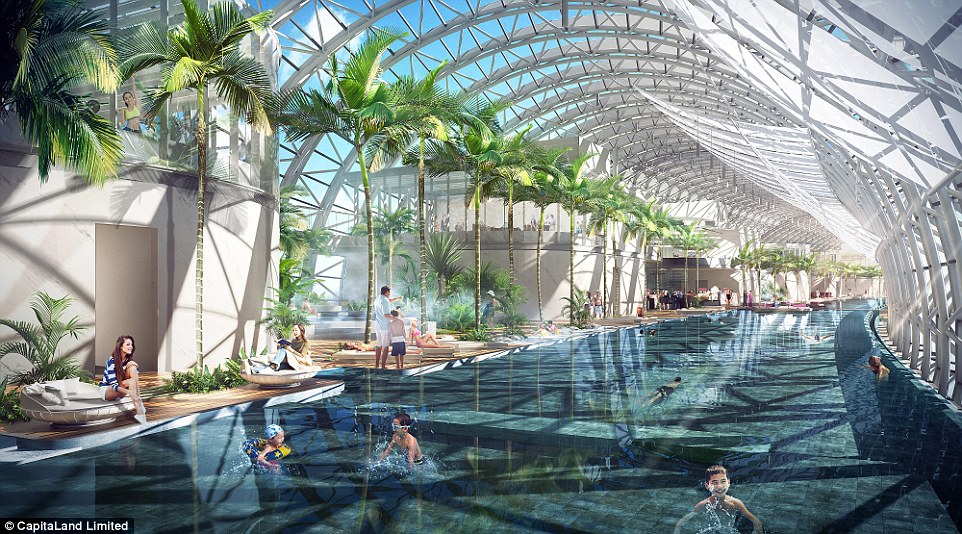 In addition to vertigo-inducing observation decks, the lofty passage will have two swimming pools and various restaurants