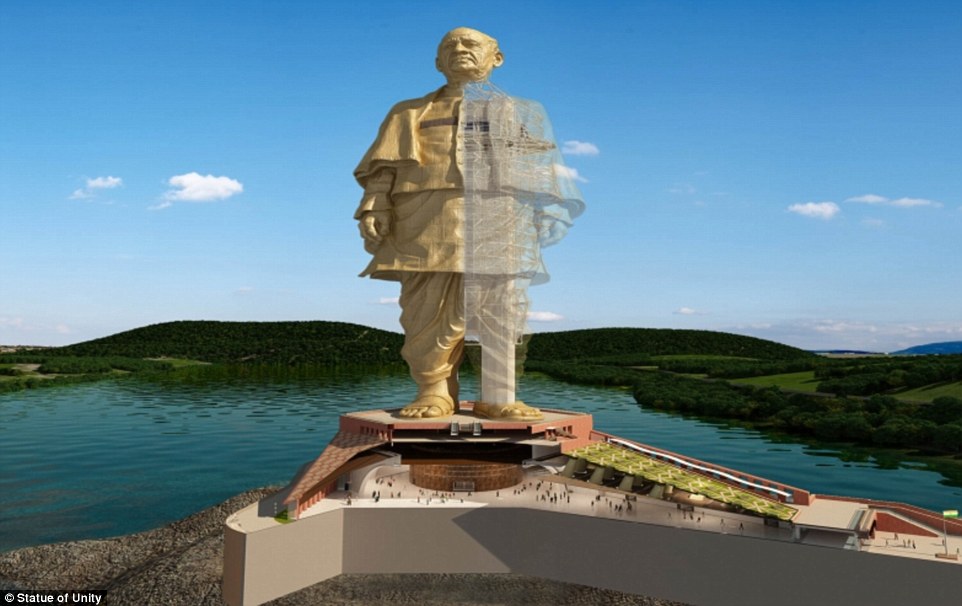 A rendering of the Statue of Unity, which will be the world's tallest statue when it's finished in October