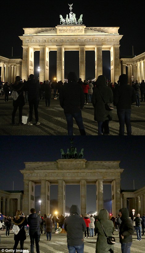 The Brandenburg Gate in Berlin and the Coliseum in Rome
