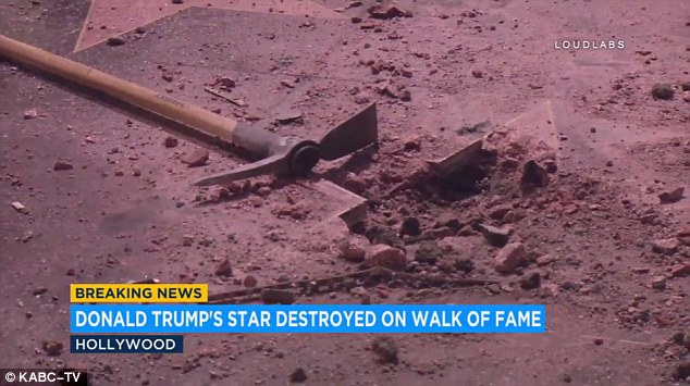 A pick axe was used to destroy the star, Los Angeles Police confirmed to DailyMail.com