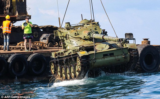 Tanks are used alongside other vehicles and military scrap metal to create artificial reefs in the region 