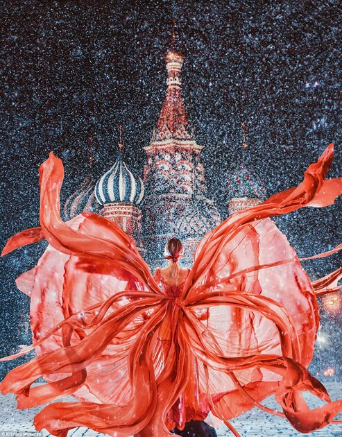 This stunning shot was captured in a snow flurry in front of St Basil's Cathedral in Moscow. The photographer called it 'Red-red-red Red Square' 