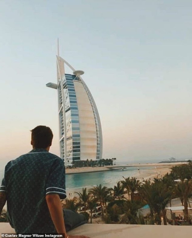 Gustav is seen posing in Dubai with the best views of the luxury hotels only the rich and famous can afford
