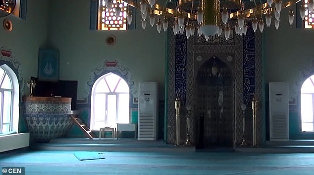 The interior of the mosque where worshippers have knelt in the wrong direction for decades