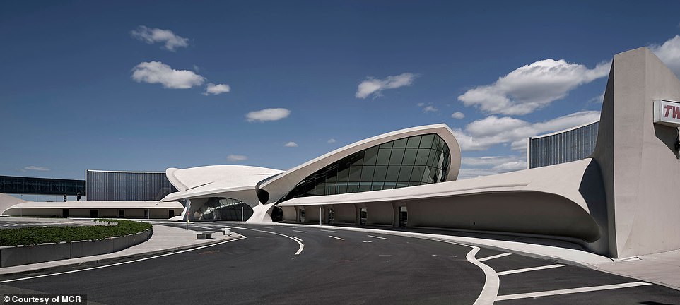 An estimated $265million has been spent on the 512-room property, housed within the space-age TWA terminal. Above, a rendering of what the finished building will look like