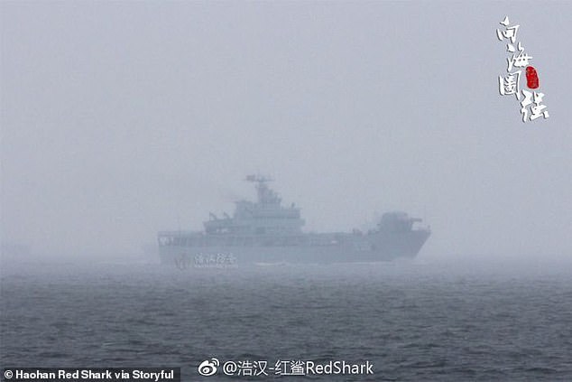 This photo of naval warship Haiyang Shan at sea claims China has beaten the world in becoming the first to develop an electromagnetic railgun, the future of warfare technology