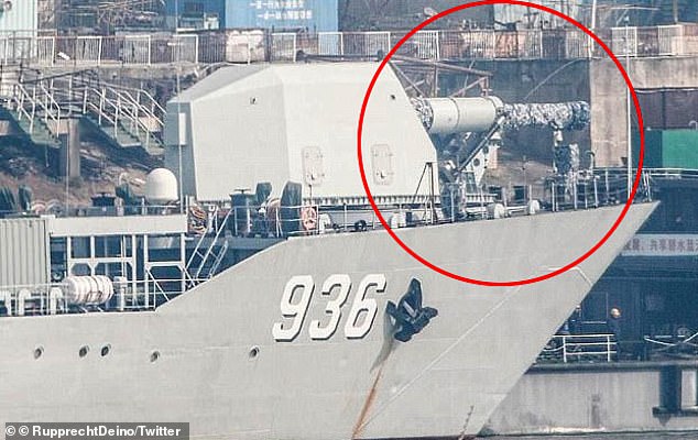 A photo from last year  revealed what was thought to be the electromagnetic railgun atop a People¿s Liberation Army Navy  landing ship. Chinese  media said the terrifying gun, which can fire projectiles at reportedly 2.5km (1.55miles) per second, was successfully tested last year