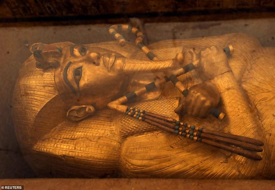 The sarcophagus of boy pharaoh King Tutankhamun is on display in his newly renovated tomb in the Valley of the Kings in Luxor, Egypt