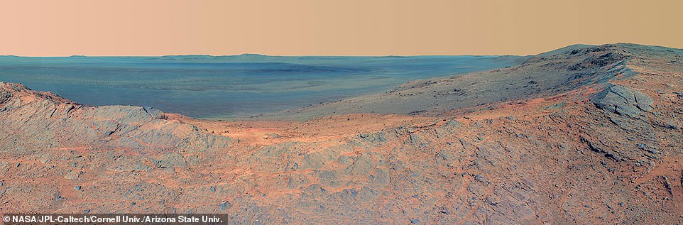 The mission set a new paradigm for Mars exploration, the team explained during the press conference; when the rovers touched down, there was no telling how it would all pan out. One of Opportunity's stunning views of Mars is pictured, showing 'Pillinger Point'