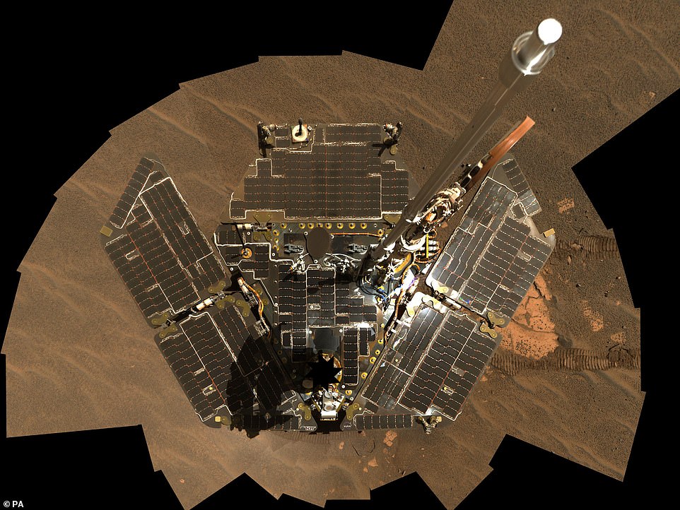 Self portrait from 2005 of Opportunity, NASA's longest-running rover on Mars - which has been pronounced dead 15 years after it landed on the red planet