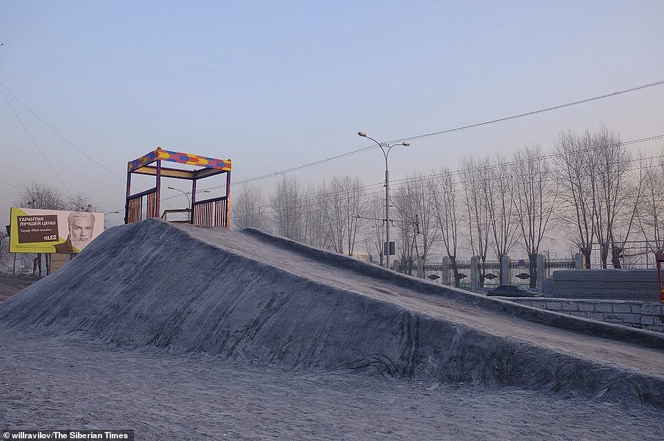 A ski slope inÂ Prokopyevsk was left with a layer of snow dusted with the black powder, which was blamed on the nearby coal processing plantsÂ 