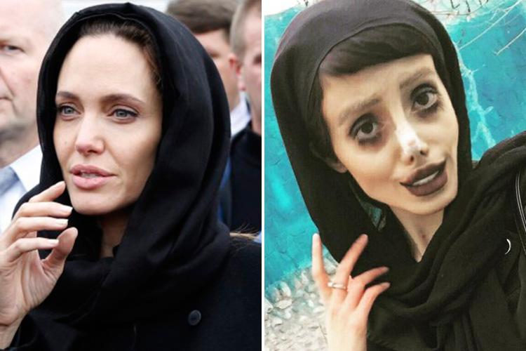 Sahar, 19, is hoping to look like her idol Angelina Jolie, left