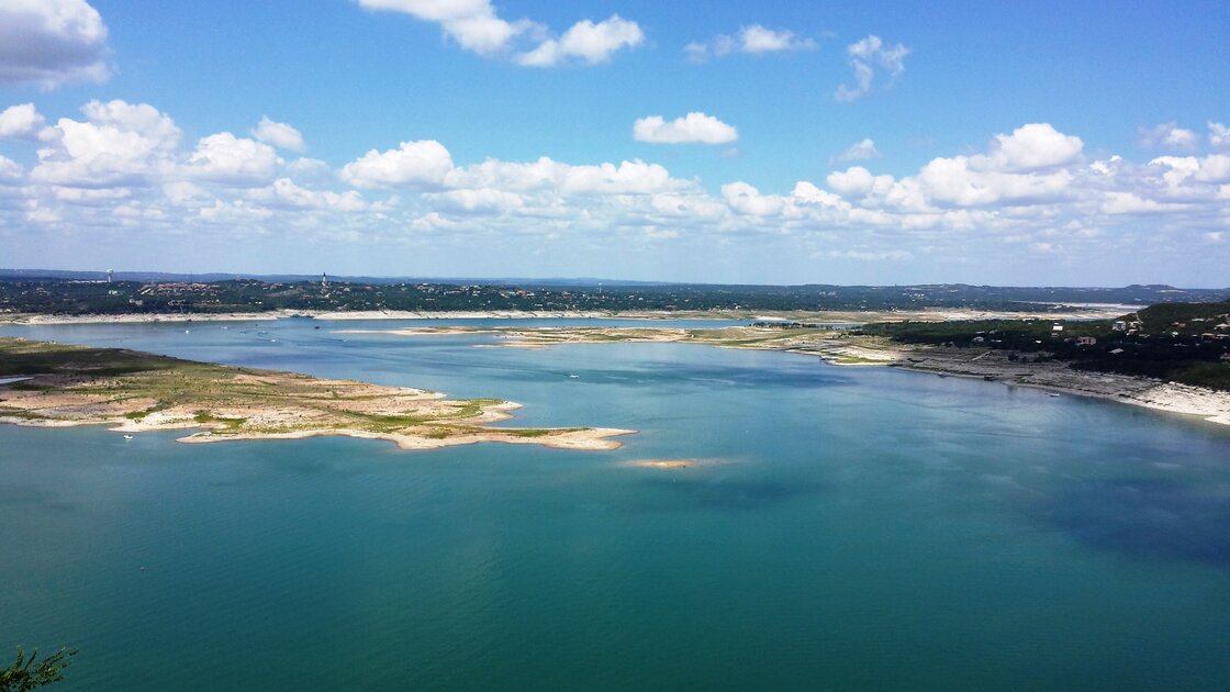 Lake Travis with a popular entertainment complex consisting