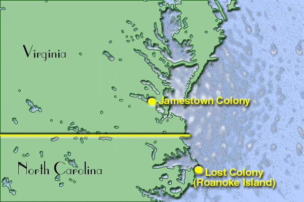 Map showing location of Jamestown