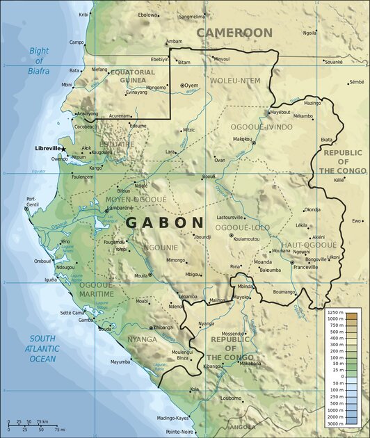 الخريطة الطبوغرافية لغابون