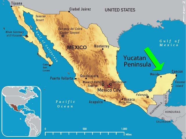 The Yucatán Peninsula map