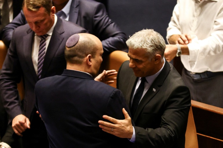Bennett and Lapid attend Knesset session in Jerusalem